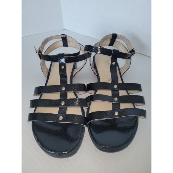 Women’s Liz Claiborne‎ Black Ankle strap sandals Sz 10w - Picture 1 of 5